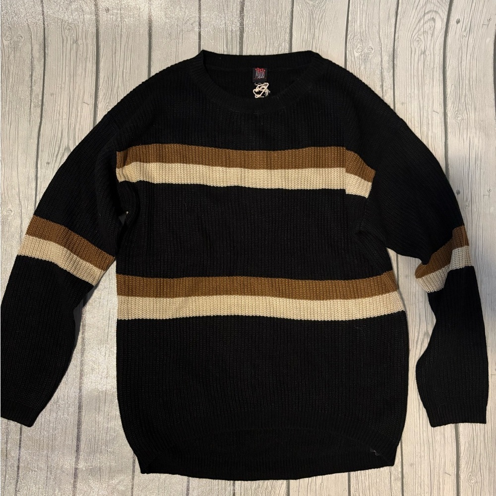 Classic Women's Crewneck Sweater in Black, Brown, and Cream